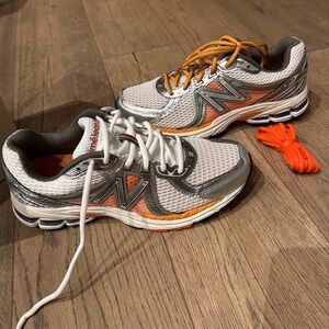 Aime Leon Dore White and Gray Athletic Shoes with Orange Accents